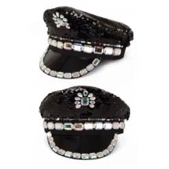 Burning Man Hoed Met Pailletten En Stenen Zwart