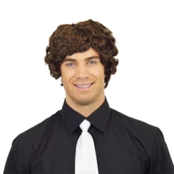 Heren Pruik Gekruld Bruin