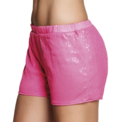 Hotpants Pailletten Neon Roze