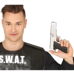 Politie Pistool Zilver 24cm