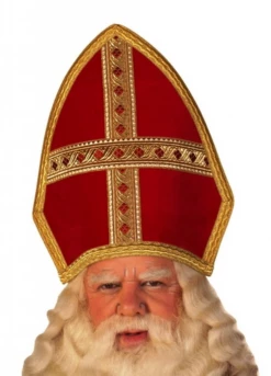 Sinterklaas Mijter Fluweel Standaard Rood