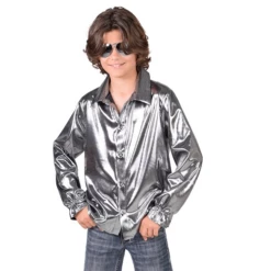 Disco Blouse Glimmend Zilver Kind