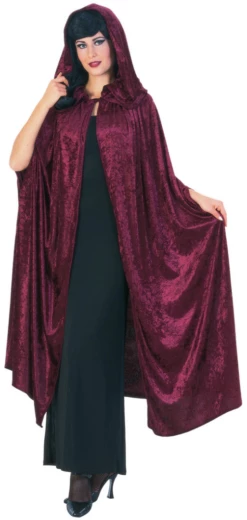 Cape Met Capuchon Fluweel Bordeaux Rood