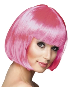Boblijn Pruik Roze Kort