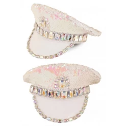 Burning Man Hoed Met Pailletten En Stenen Wit