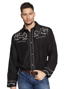 Cowboy Blouse Western Zwart
