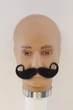 Plaksnor Echt Haar Wilhelm Met Grote Krul Zwart