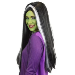 Pruik Heks Zwart Met Witte Lok