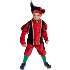 Pietenpak Kind Fluweel Rood-zwart – 128
