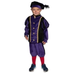 Pietenpak Kind Fluweel Paars-zwart – 140