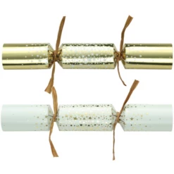 50 St. Christmas Crackers Cream And Gold Stars 11 Inch XIGDC0613