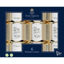 6 St. Christmas Crackers Gold Season Greetings 14 Inch XALTS1608