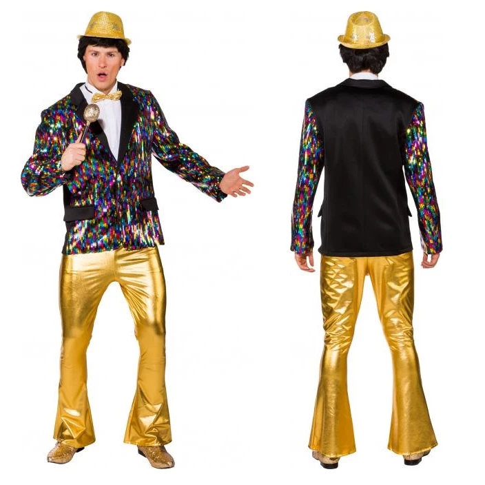 Disco Broek Heren Glimmend Goud 3 Disco Broek Heren Glimmend Goud