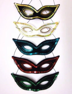 Oogmasker Vogelmodel Pailletrand – Zwart/rood