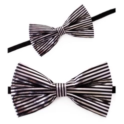 Strik Satijn Zilveren En Zwarte Strepen