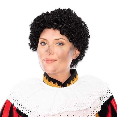 Pieten Pruik Wetlook Kanekalon 3 Pieten Pruik Wetlook Kanekalon