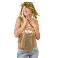 Pruik Metallic Folie Goud