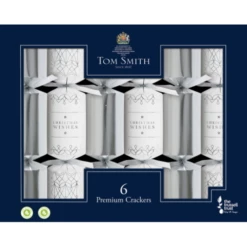 6 St. Christmas Crackers Christmas Premium Silver And White 14 Inch XALTS1606