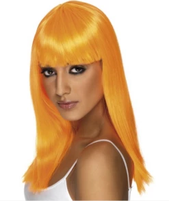 Glamourama Pruik Neon Oranje