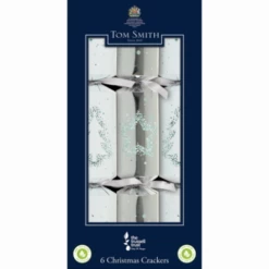 6 St. Christmas Crackers Silver And White Dinner Cube 12 Inch XALTS2103