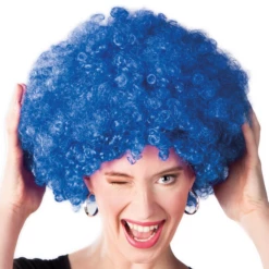 Afro Pruik Blauw