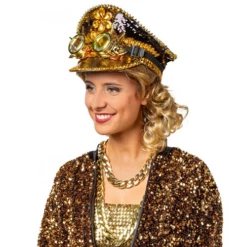 Burning Man Hoed Reversible Pailletten Met Bril Goud/zwart