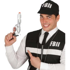 Politie Pistool Zilver 28cm