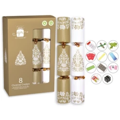 8 St. Christmas Crackers Cream And Gold 12 Inch XAMGS504
