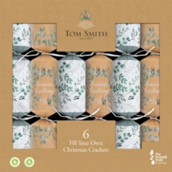 6 St. Christmas Crackers Fill Your Own Kraft/wit 14 Inch Xakts1505