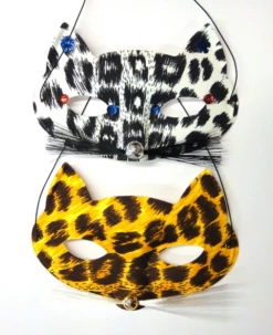 Oogmasker Kat Gevlekt Met Snorharen – Bruin/geel