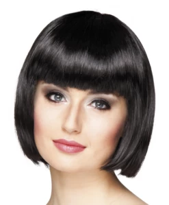 Boblijn Pruik Zwart Kort