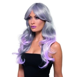Fashion Pruik Ombre Grijs/roze