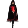 Cape Met Capuchon Zwart/rood Met Kant