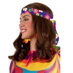 Hoofdband Flower Power Paars 100cm