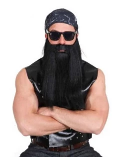 Nep Baard Lang Met Snor Zwart