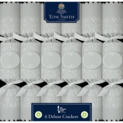 6 St. Christmas Crackers Deluxe Traditional White 14 Inch XALTS2704