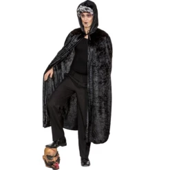 Cape Met Capuchon Fluweel Zwart