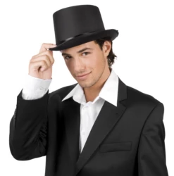 Hoge Hoed Satijn Zwart